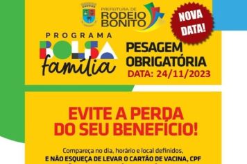 NOVA DATA PESAGEM OBRIGATÓRIA BOLSA FAMÍLIA