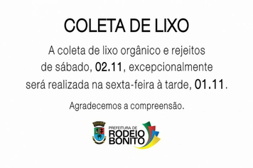 ALTERAÇÃO DE RECOLHIMENTO DE LIXO NO FERIADO