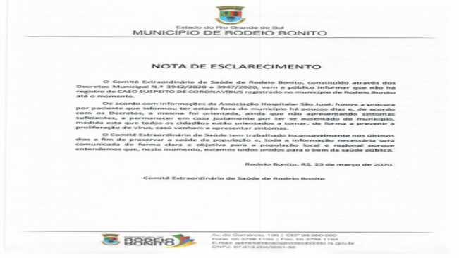 NOTA DE ESCLARECIMENTO