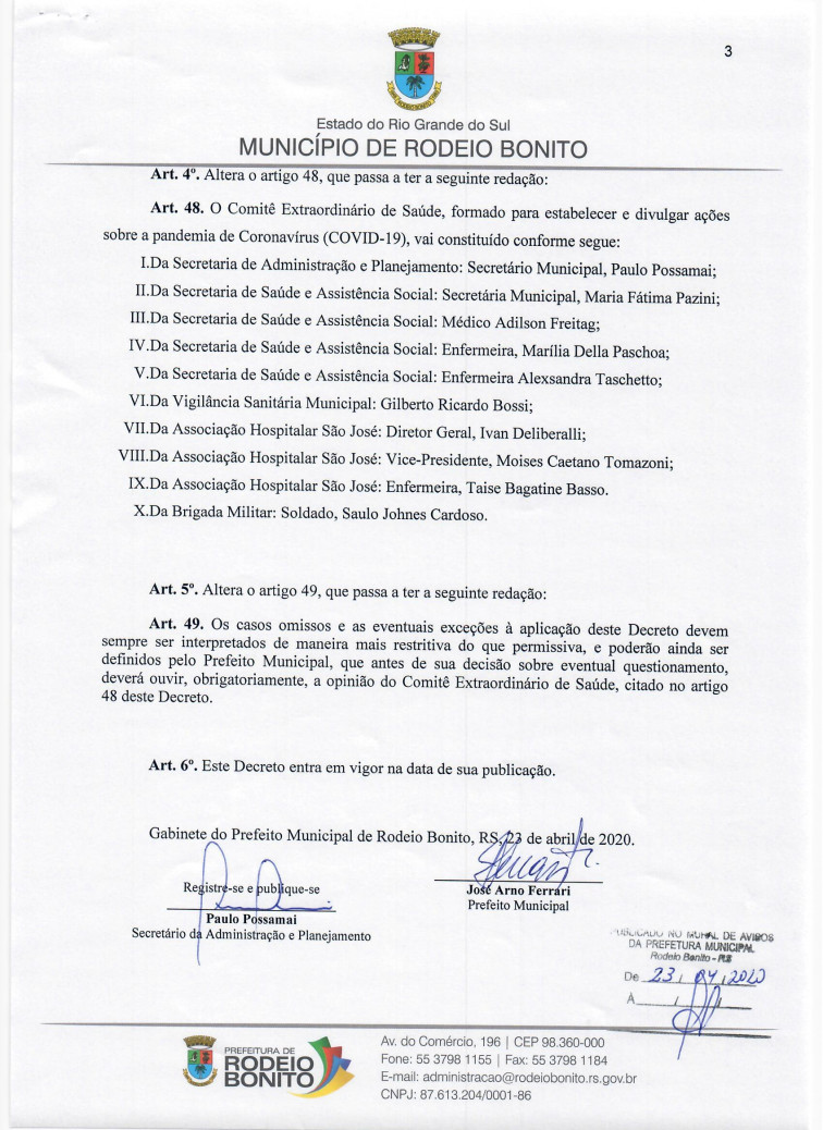 DECRETO MUNICIPAL N.º 3.964/2020