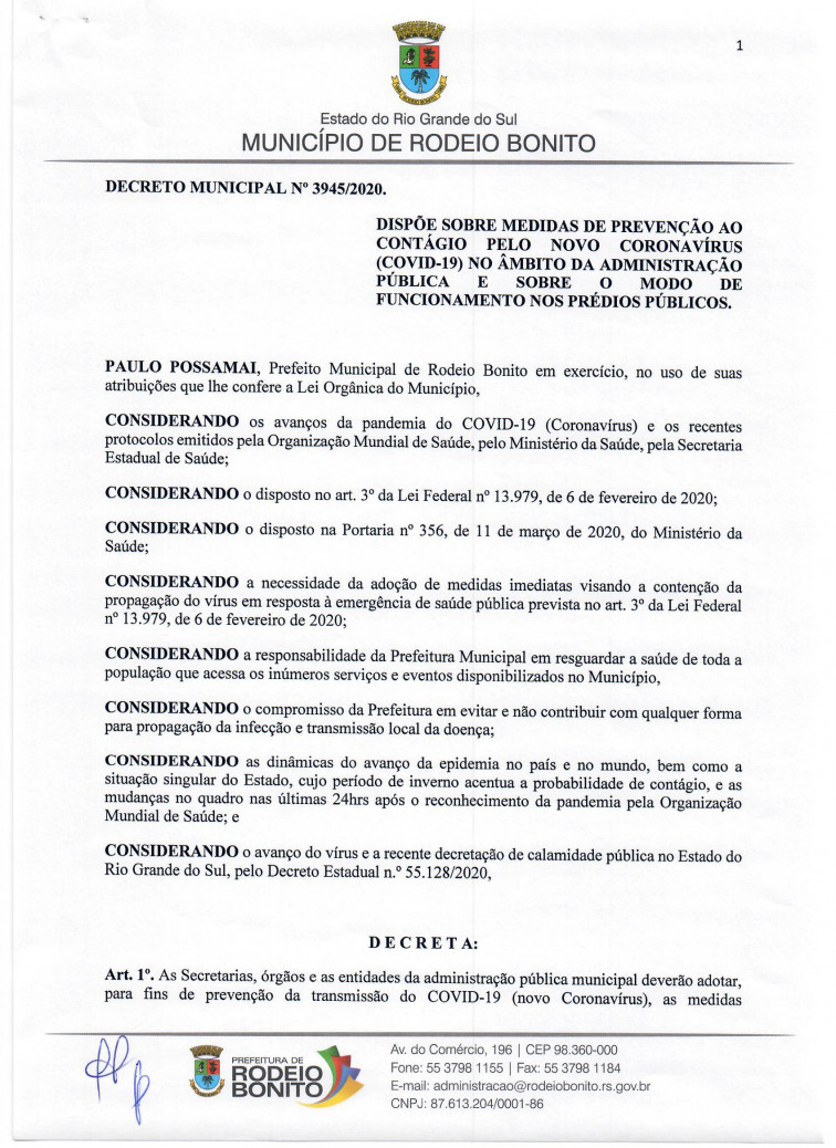 DECRETO NORMATIZA ATENDIMENTO NAS REPARTIÇÕES MUNICIPAIS 