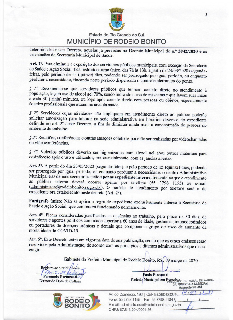 DECRETO NORMATIZA ATENDIMENTO NAS REPARTIÇÕES MUNICIPAIS 